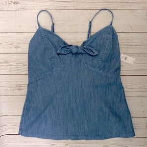 NWT Old Navy Blue Chambray Cotton Tie Front Camisole Medium